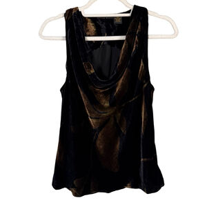 Grace Dane Lewis Black and Brown Abstract Velvet Cowl Neck Tank Size 10 Dressy